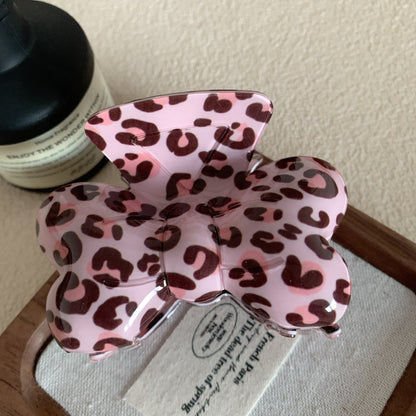 Pink Leopard Bow Sweet Hair Clips