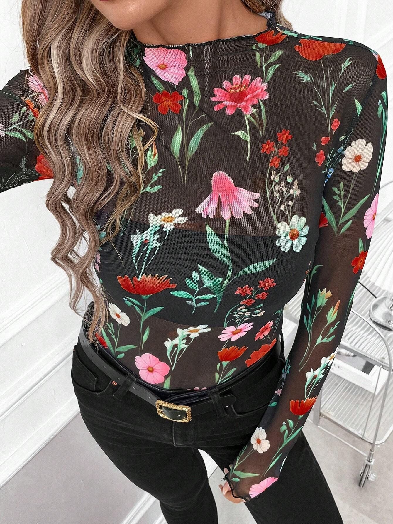 Sexy Leopard Print Mesh Slim Top