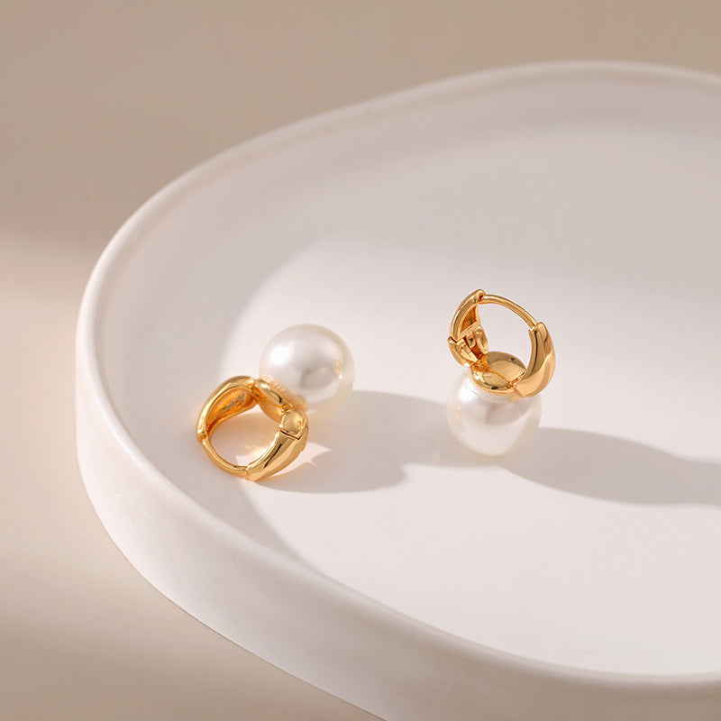 Elegant Pearl Simple Hoop Earrings