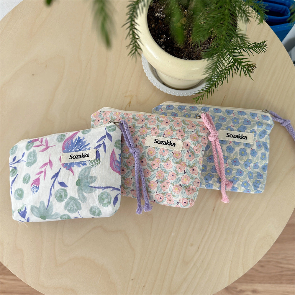 Simple Flower Print Mini Make Up Bag