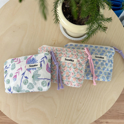 Simple Flower Print Mini Make Up Bag