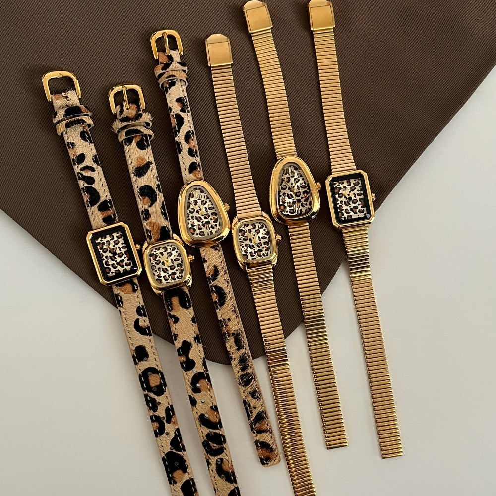 Retro Leopard Print Dial Quartz Wrist Watch