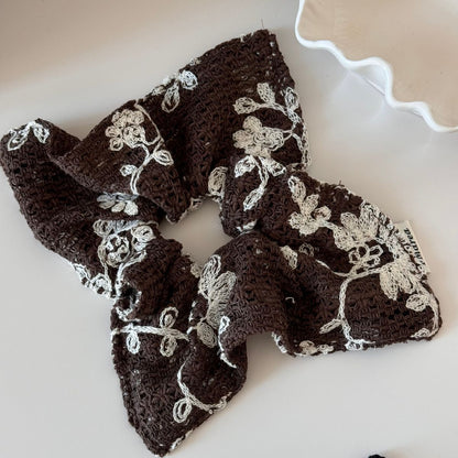 Vintage Flower Jacquard Knit Hair Tie