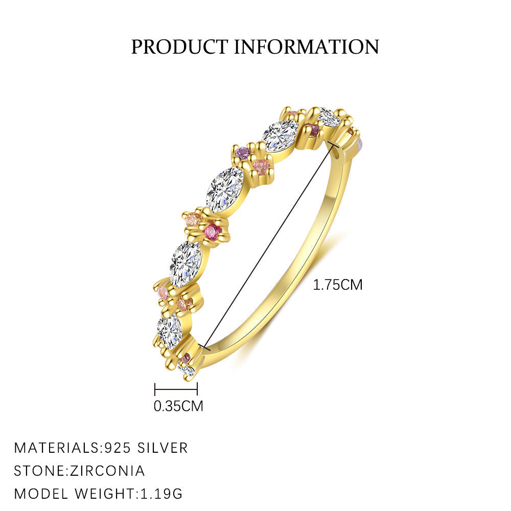 Colorful Zircon Sweet Flower Single Rings