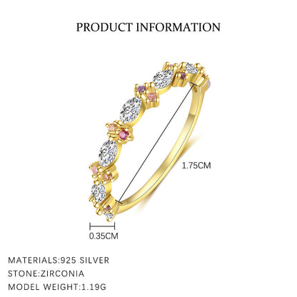 Colorful Zircon Sweet Flower Single Rings