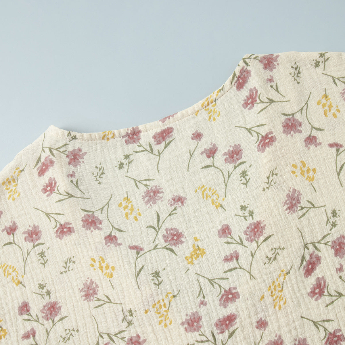 Floral Print V-Neck Button Up Pajamas Set