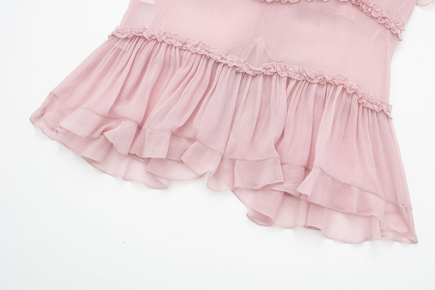 Solid Color Layered Ruffle Spaghetti Strap Top