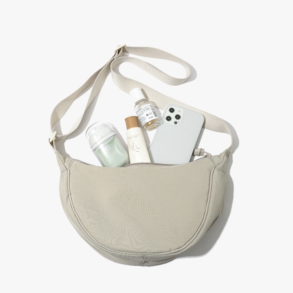 Solid Color Portable Nylon Shoulder Bag