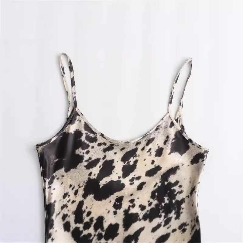 Trendy Animal Print Spaghetti Strap Dress