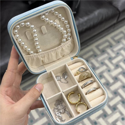 Portable Cute Embroidered Travel Jewelry Case