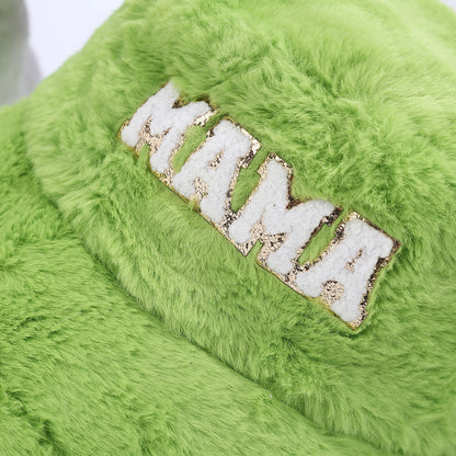 Soft Fuzzy Embroidered Winter Bucket Hat