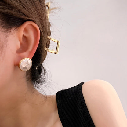 Elegant Geometric Natural Shell Stud Earrings