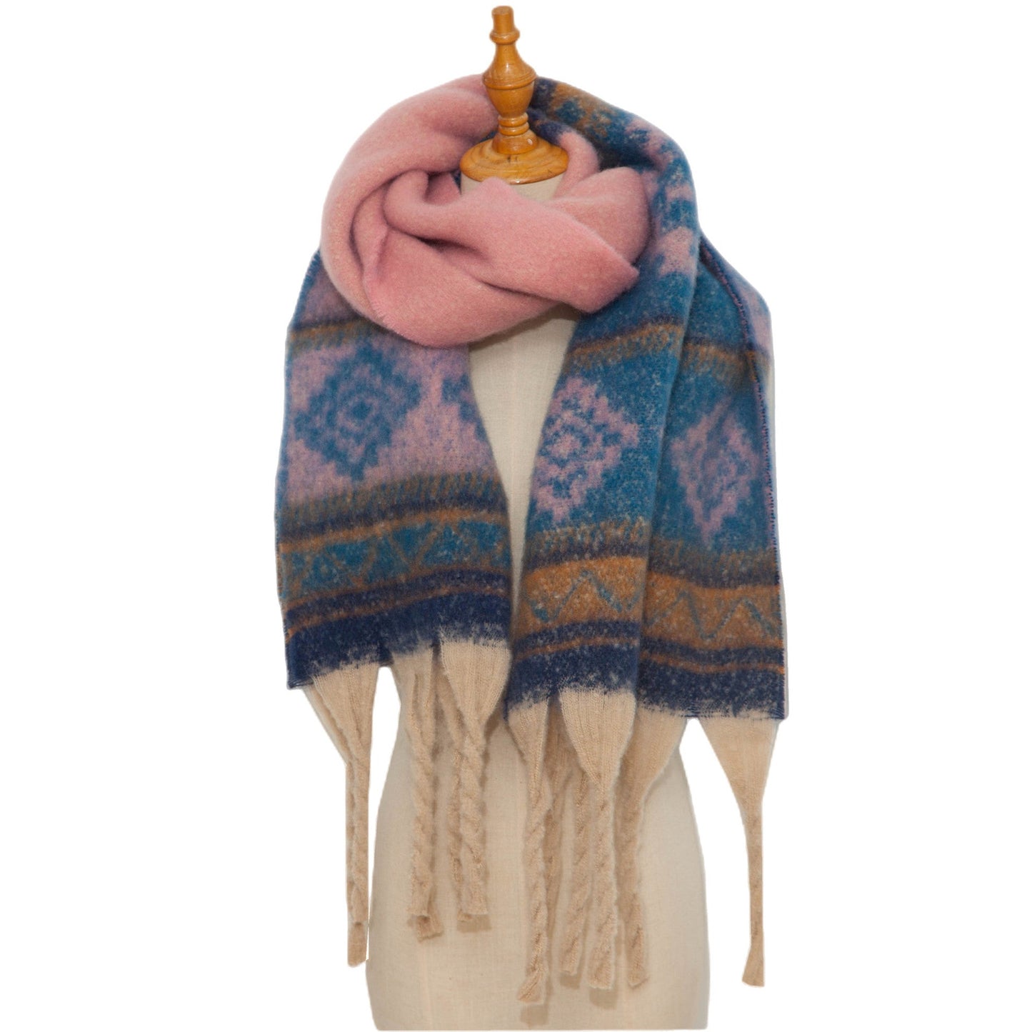 Contrast Color Tassel Mohair Scarves