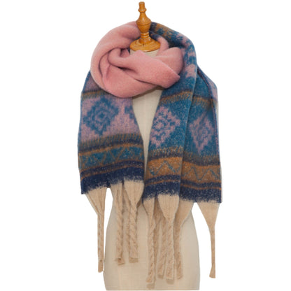 Contrast Color Tassel Mohair Scarves
