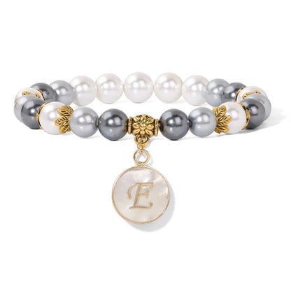 Letter Shell Pendant Pearl Beaded Bracelets