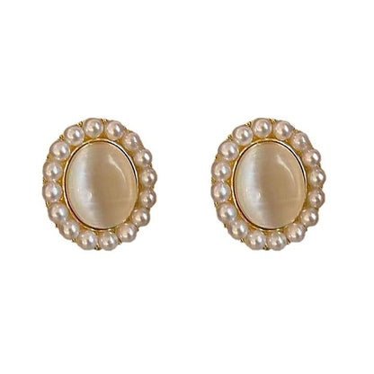 Elegant Pearl Stone Simple Stud Earrings