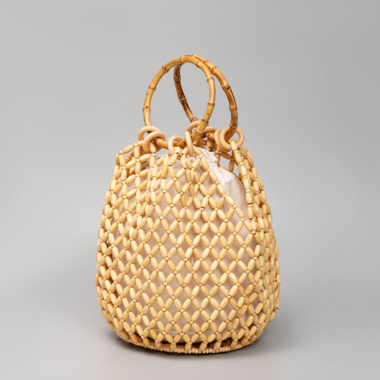 Handmade Wooden Bead Bucket Bag