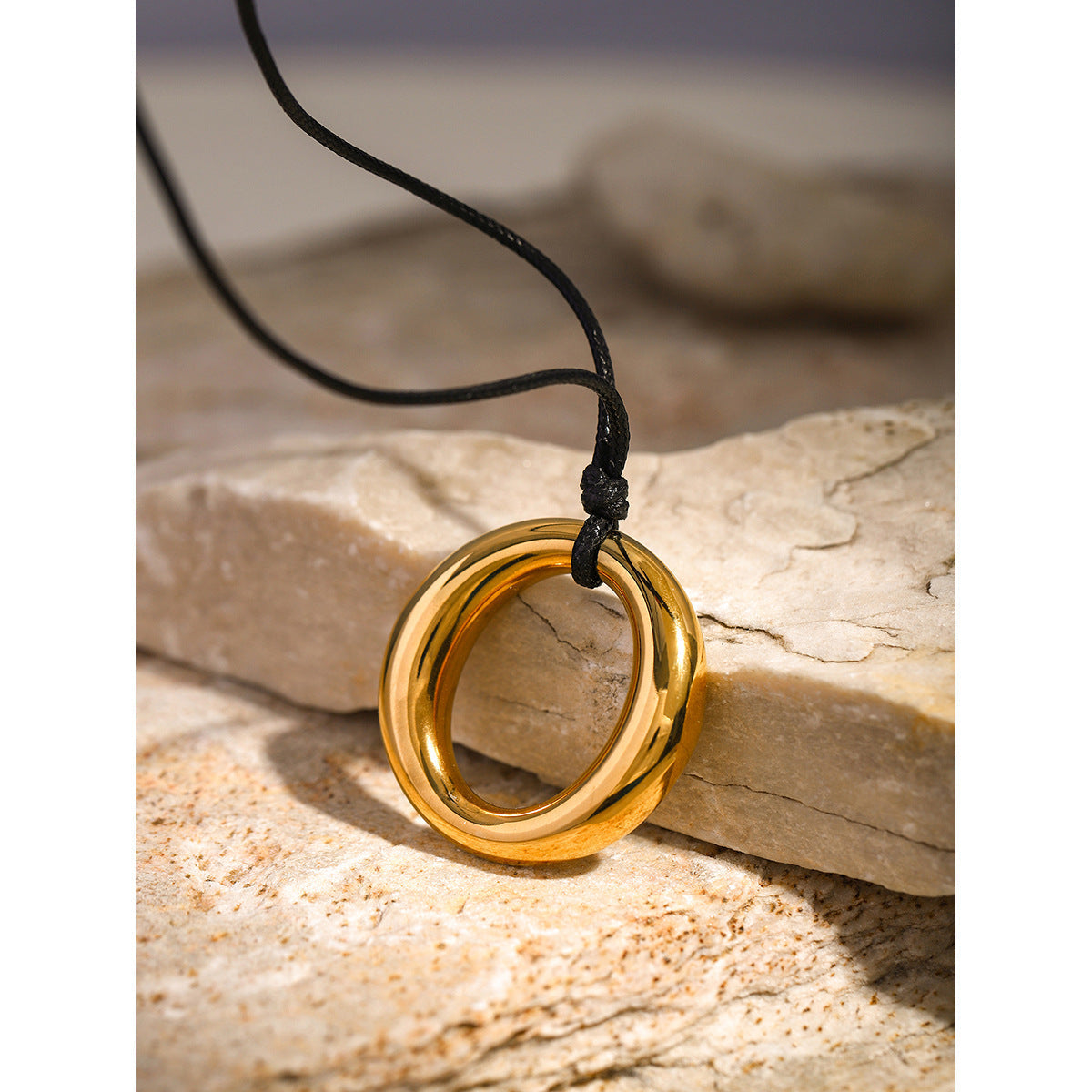 Simple Round Cutout Titanium Necklace