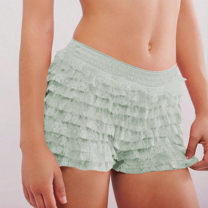 Ruffle Solid Color Low Waist Shorts