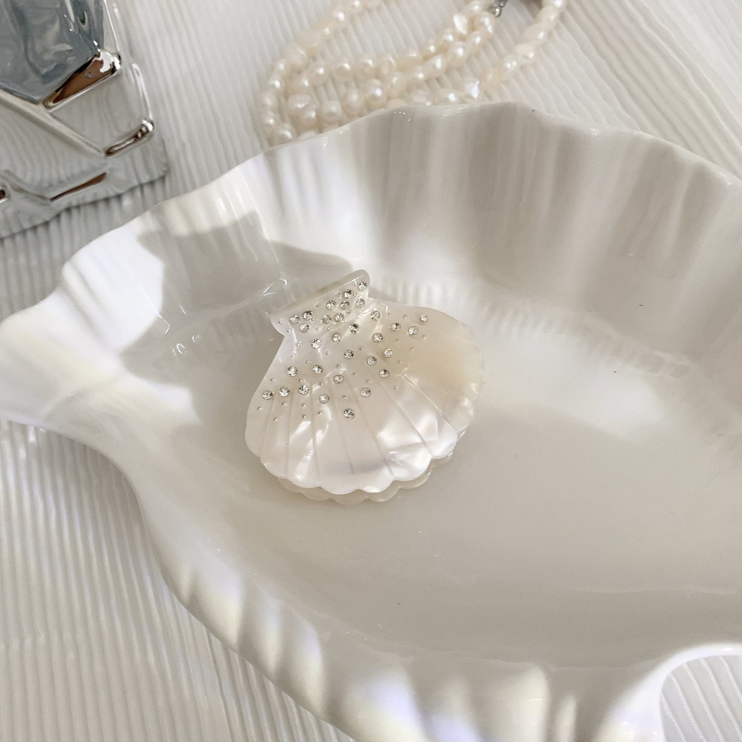 Sparkling Rhinestone Shell Acetate Hair Claw