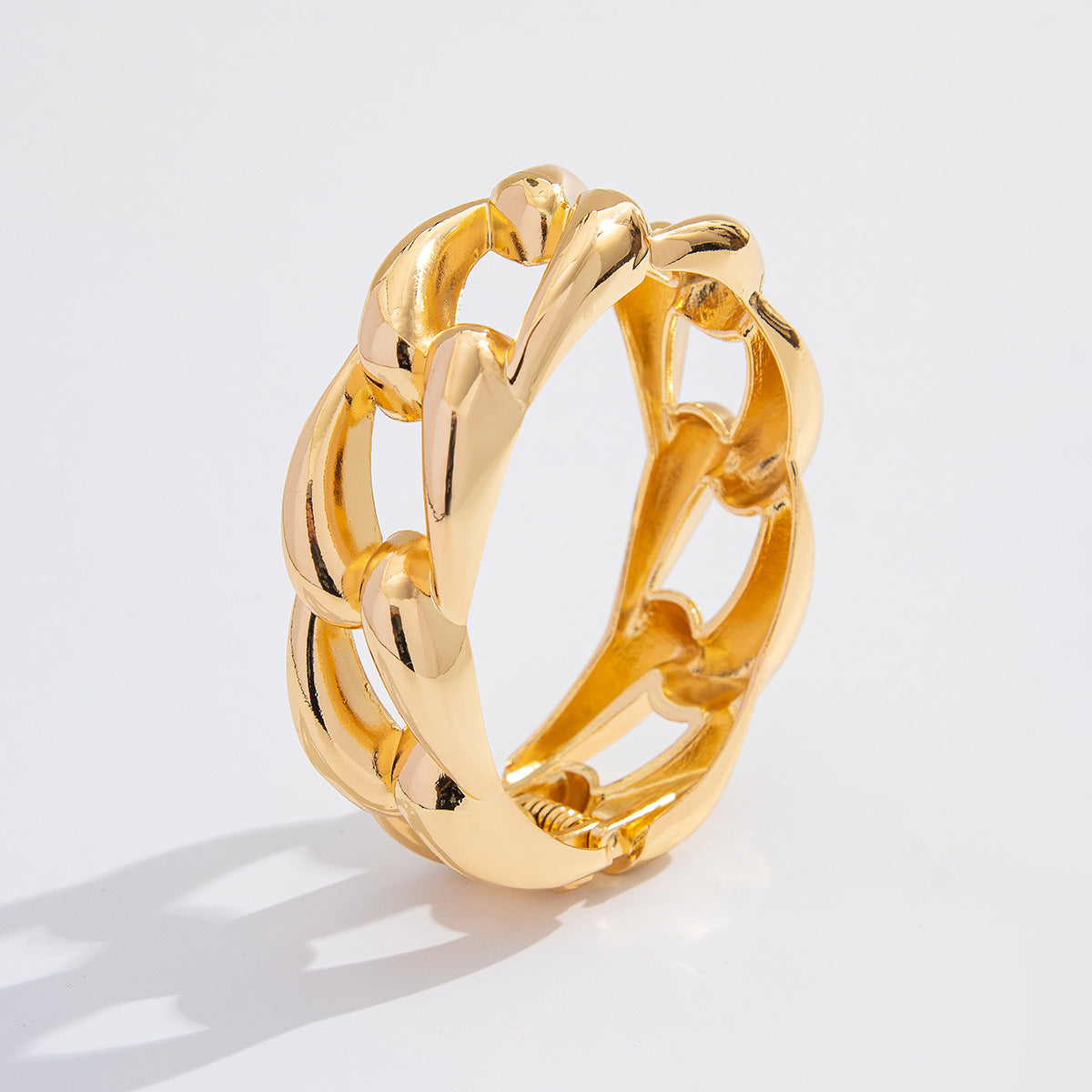 Thick Gold Irregular Twisted Bangle Bracelets