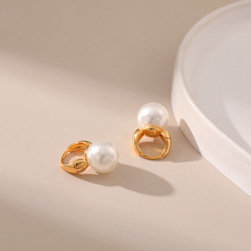 Elegant Pearl Simple Hoop Earrings