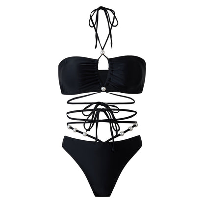 Sexy String Halter Bikini Swimwear with Cover