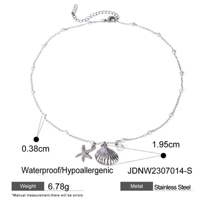 Pearl Starfish Shell Pendant Necklace