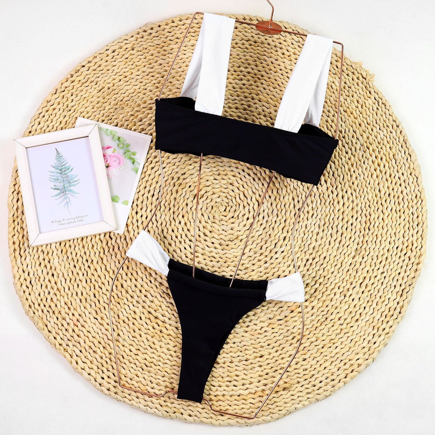 Stylish Color Block Strap Bikini Swimwear