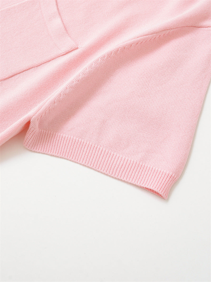 Casual Short Sleeve Solid Color Knit Top