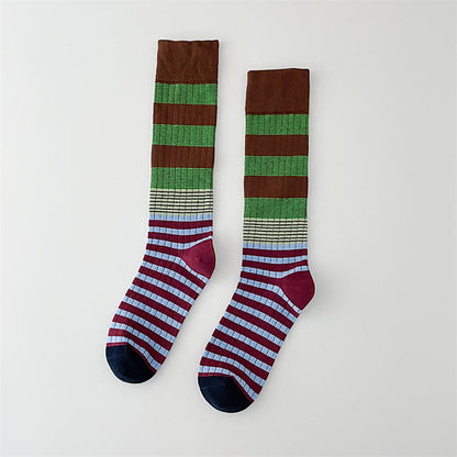 Color Block Striped Long Slouch Socks