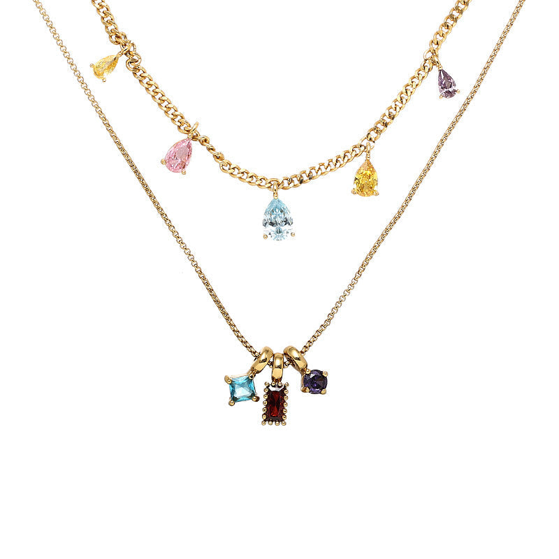 Elegant Colourful Diamond Necklace