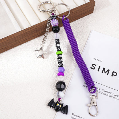 Halloween Cartoon Skull Beads Braided Bag Charm