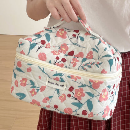 Flower Color Block Padded Make Up Bag