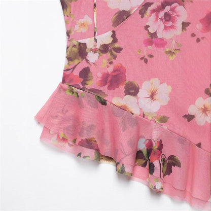 Asymmetrical Spaghetti Strap Top and Skirt Set