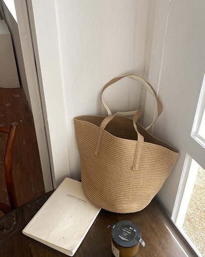 Cute Large Bucket Woven Bag