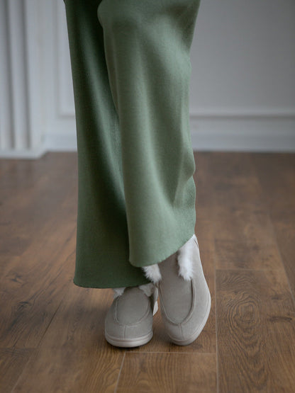 High Collar Side Split Knit Sets