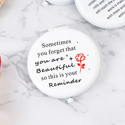 White Letter Mini Portable Makeup Mirror