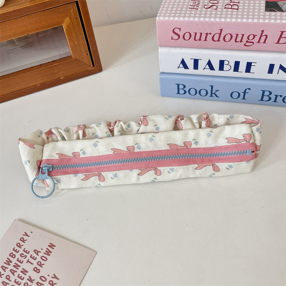 Flower Print Large Capacity Pencil Case Pouch