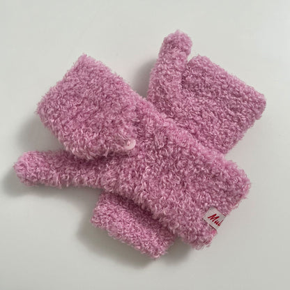 Cute Warm Knitted Convertible Mittens Flap Cover