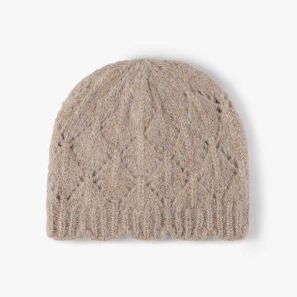 Solid Color Jacquard Knit Beanie
