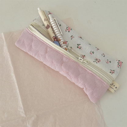 Elegant Flower Print Portable Pencil Case