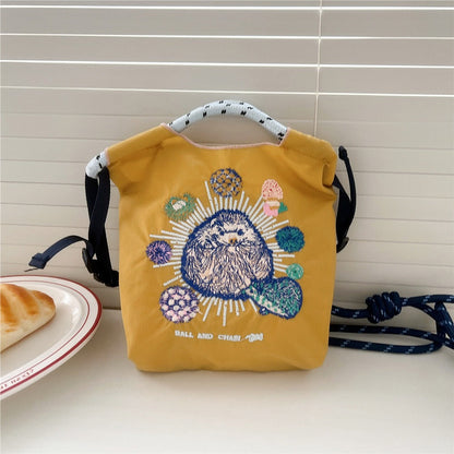 Mini Embrodered Nylon Shopping Shoulder Bag