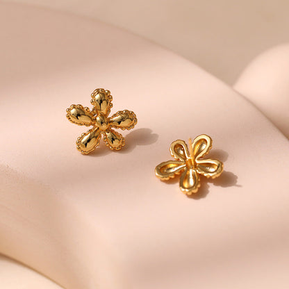 Simple Floral Gold Plated Stud Earrings