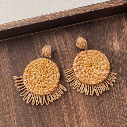 Vintage Handwoven Rattan Grass Earrings