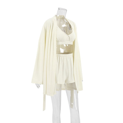 3PCS Waffle Solid Color Homewear Sets