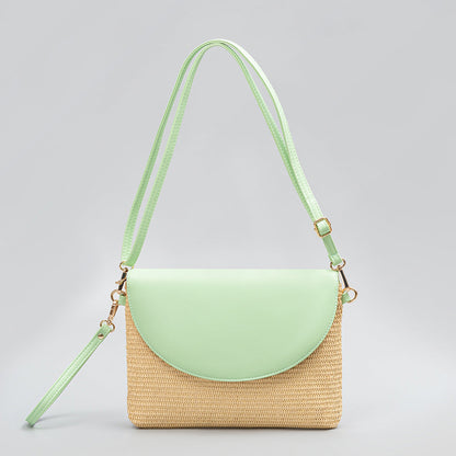 Woven Contrast Color Shoulder Bags