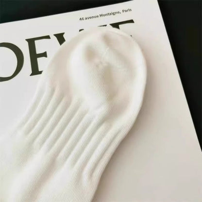 Letter Embroidered Solid Color Socks