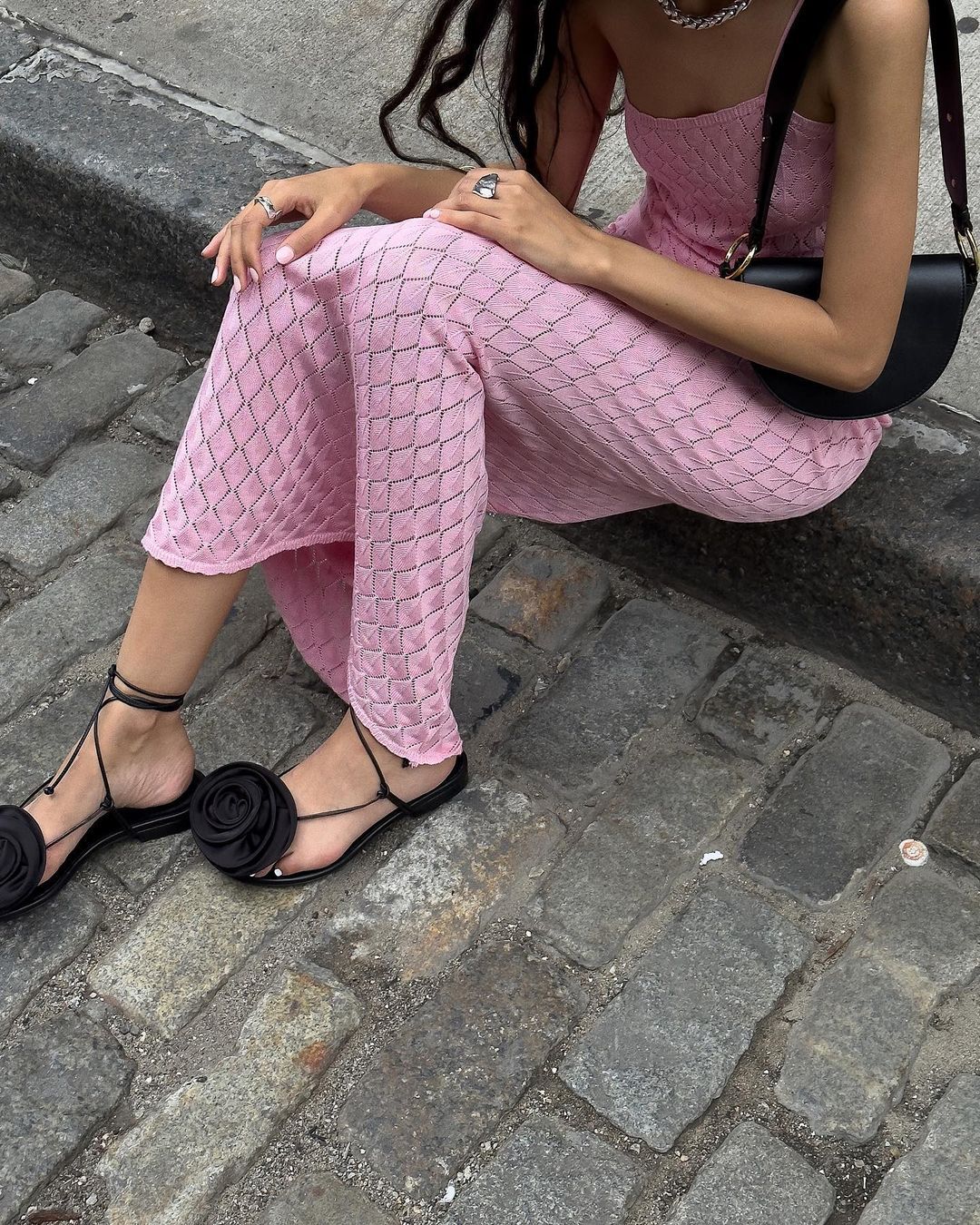 Knit Halter Crop Top and Maxi Skirt Sets