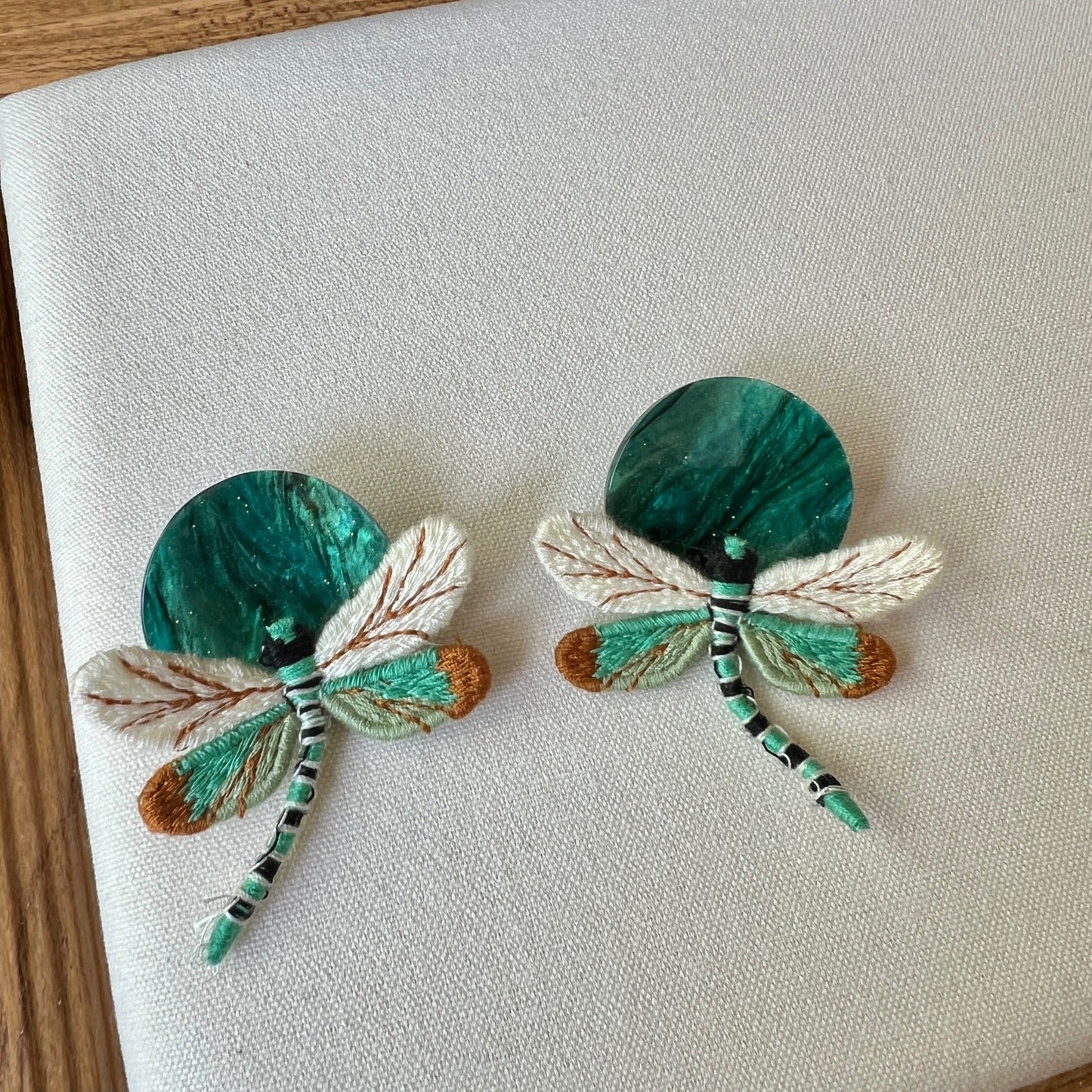 Vintage Green Dragonfly Stud Earrings